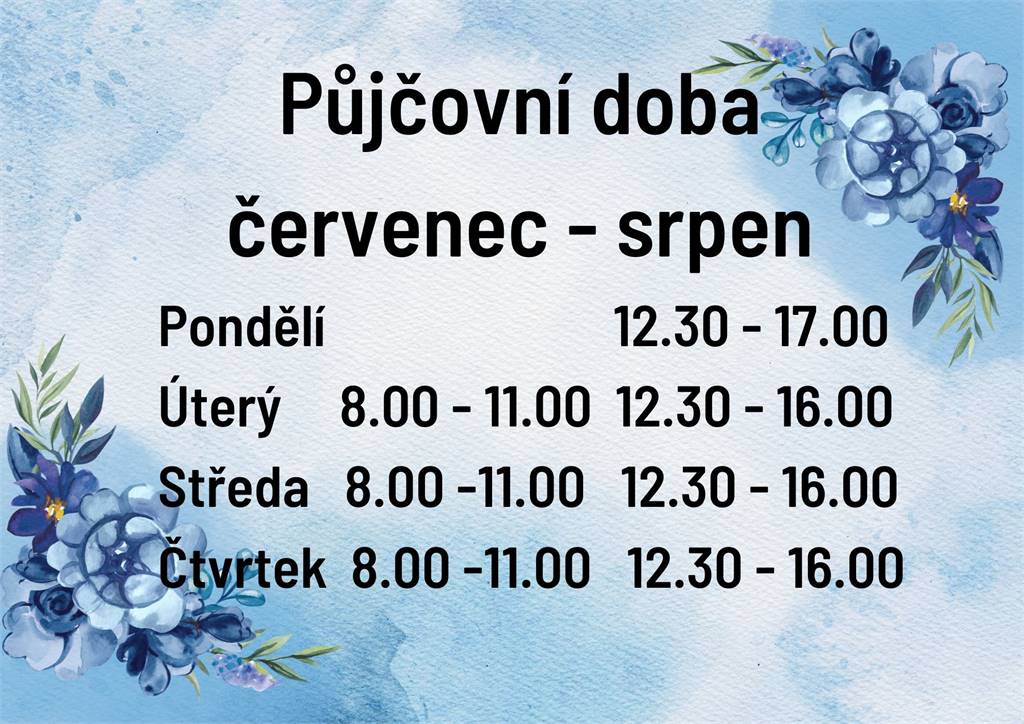 Prázdninová půjčovní doba Městské knihovny v Jevíčku.